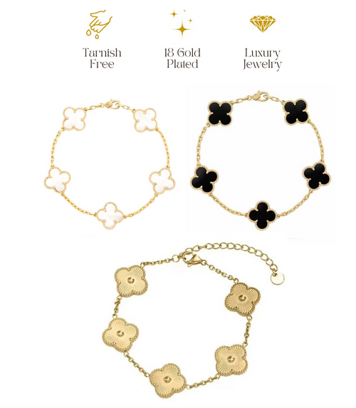✨ Best selling 18k Gold 3 Clover bracelet Stack Set ✨
