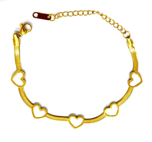 ✨Exquisite stainless steel Gold White Heart Snake Chain Bracelet ✨