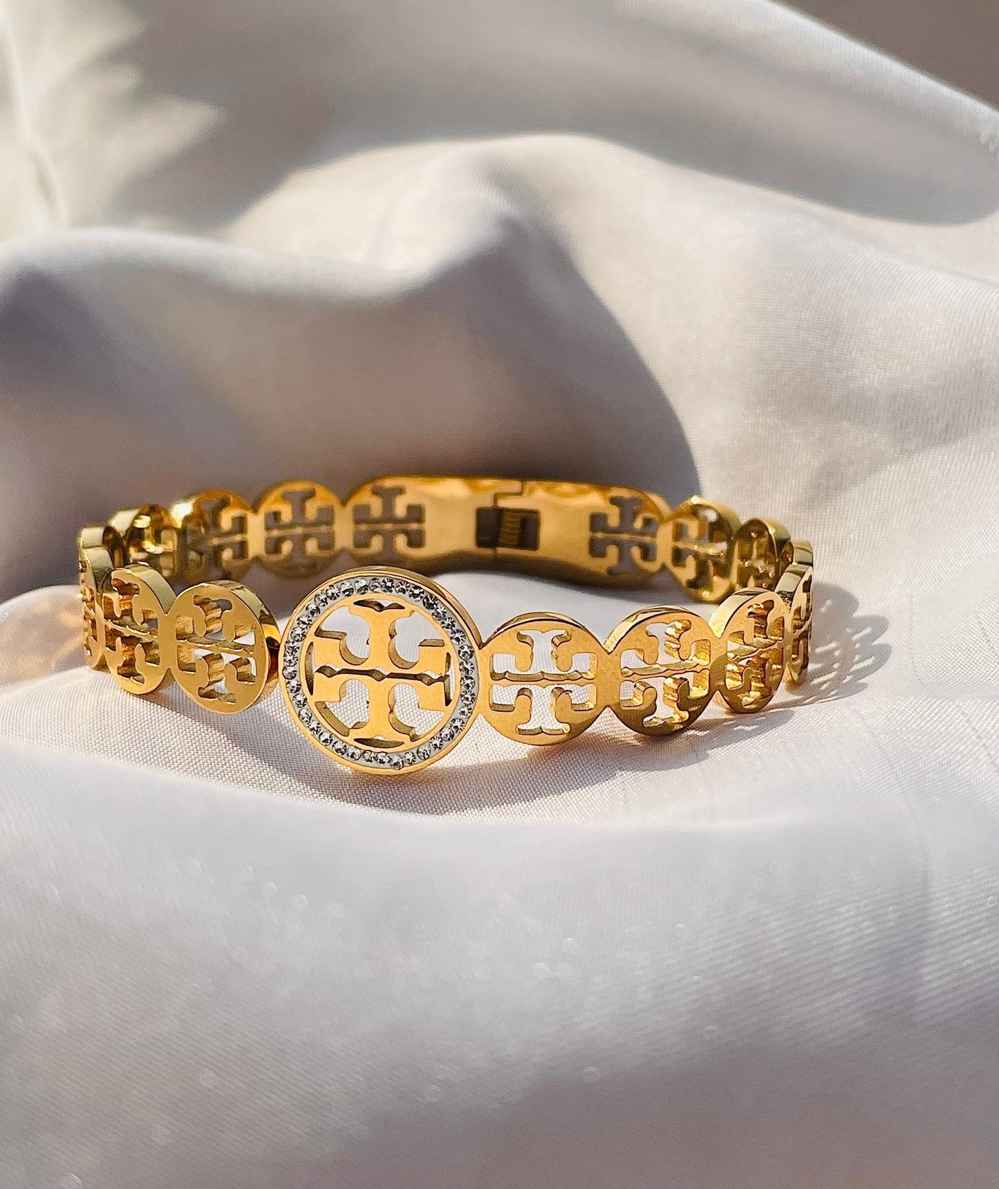 Stainless steel Diamantés Golden Tresa Bracelet