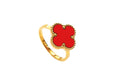 Stainless steel Red Clover Ring(adjustable)