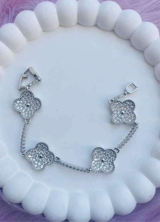 Zirconium Real Crystal Silver Clover Bracelet ✨