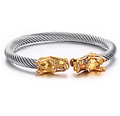 Stainless Steel 18k Gold Plated SilverxGold Dragon Braided Cuff Bracelet ✨