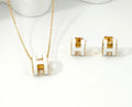 ✨White H enamel pendant Earrings Set ✨