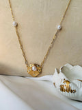 ✨Stainless steel Gold  Pearl Sleek Pendant ✨