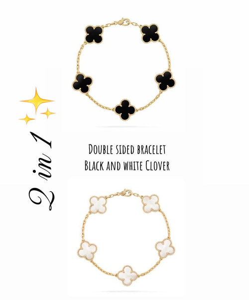 Double sided black and white clover bracelet ✨