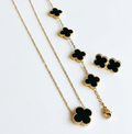 Stainless steel black set pendant-bracelet-studs