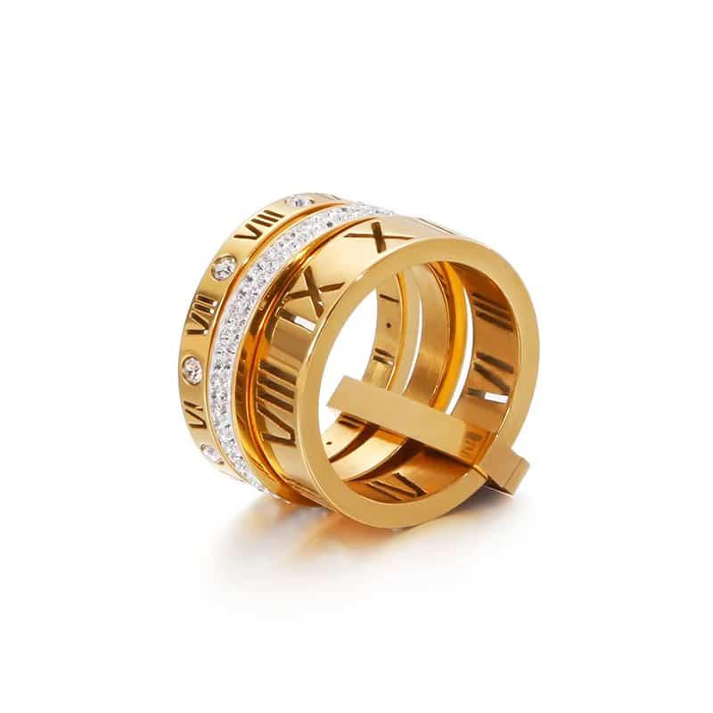 Trilogy roman stacked ring 👑