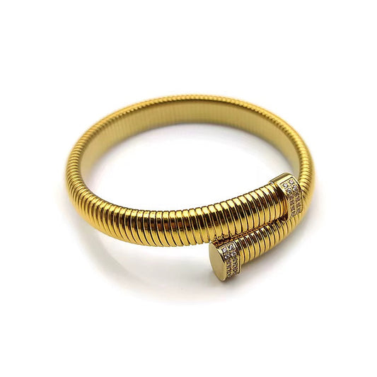 ✨Stainless steel Gold Chunky Zirconia Adjustable Cuff Bracelet ✨