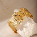 ✨Stainless steel Gold Chunky Floral Adjustable Cuff Bracelet ✨