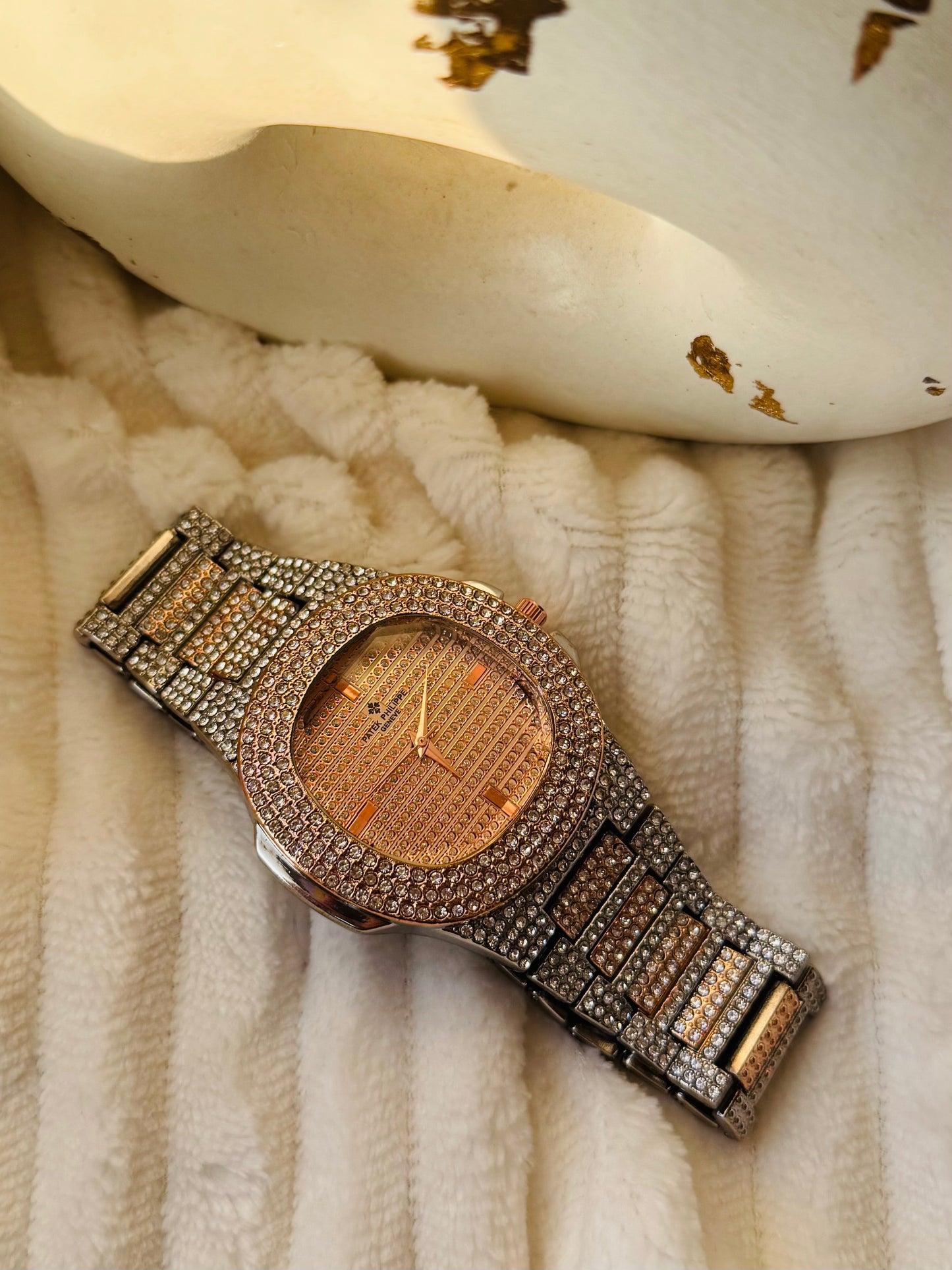 ✨ Exquisite SilverXRoseGold Ice Patek Watch ✨