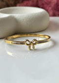 ✨Stainless steel Exquisite Gold Bow Diamanté Cuff Bracelet ✨