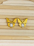 ✨Stainless steel Gold Pearl Butterfly Earrings ✨