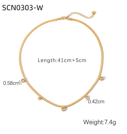 ✨Exquisite Stainless steel Gold Snake Chain Gemstone Necklace ✨.