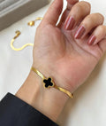 ✨Exquisite stainless steel Gold Black Clovie Snake Chain Bracelet ✨