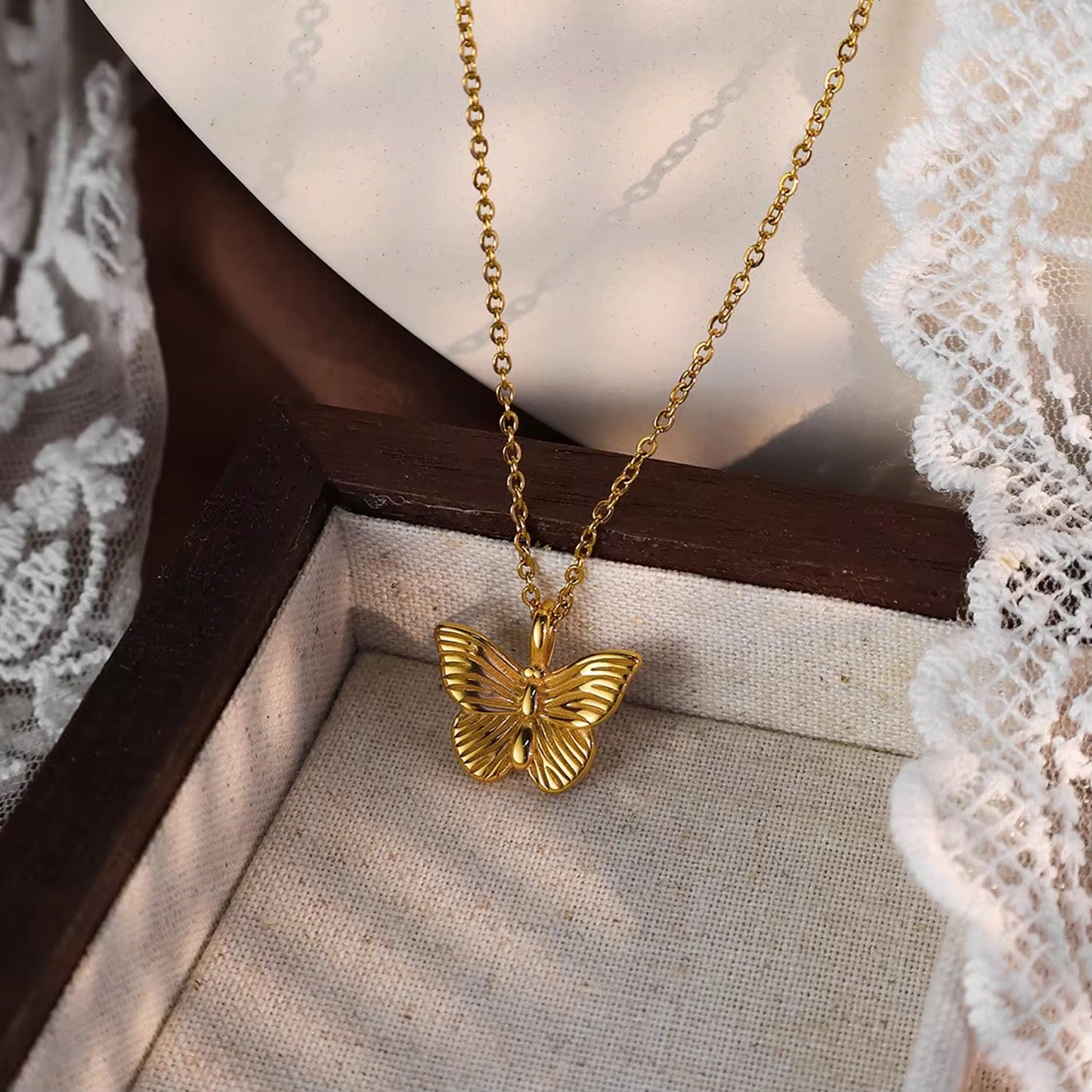 ✨Exclusive Stainless steel Gold Butterfly Pendant and tops set ✨
