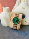 ✨Exquisite Crystal studded Emerald Dial SilverXRoseGold True Worth Watch ✨
