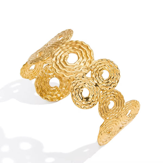 ✨ Exclusive Stainless steel Gold Chunky Adjustable Hollow Cuff ✨