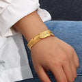 ✨ Exclusive Stainless steel Gold Chunky Adjustable Leaf Cuff ✨