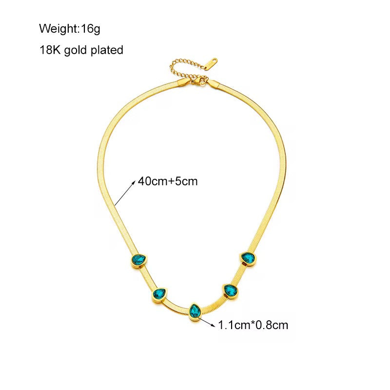✨Exquisite Stainless steel Blue Stone Gold Snake Chain Pendant ✨